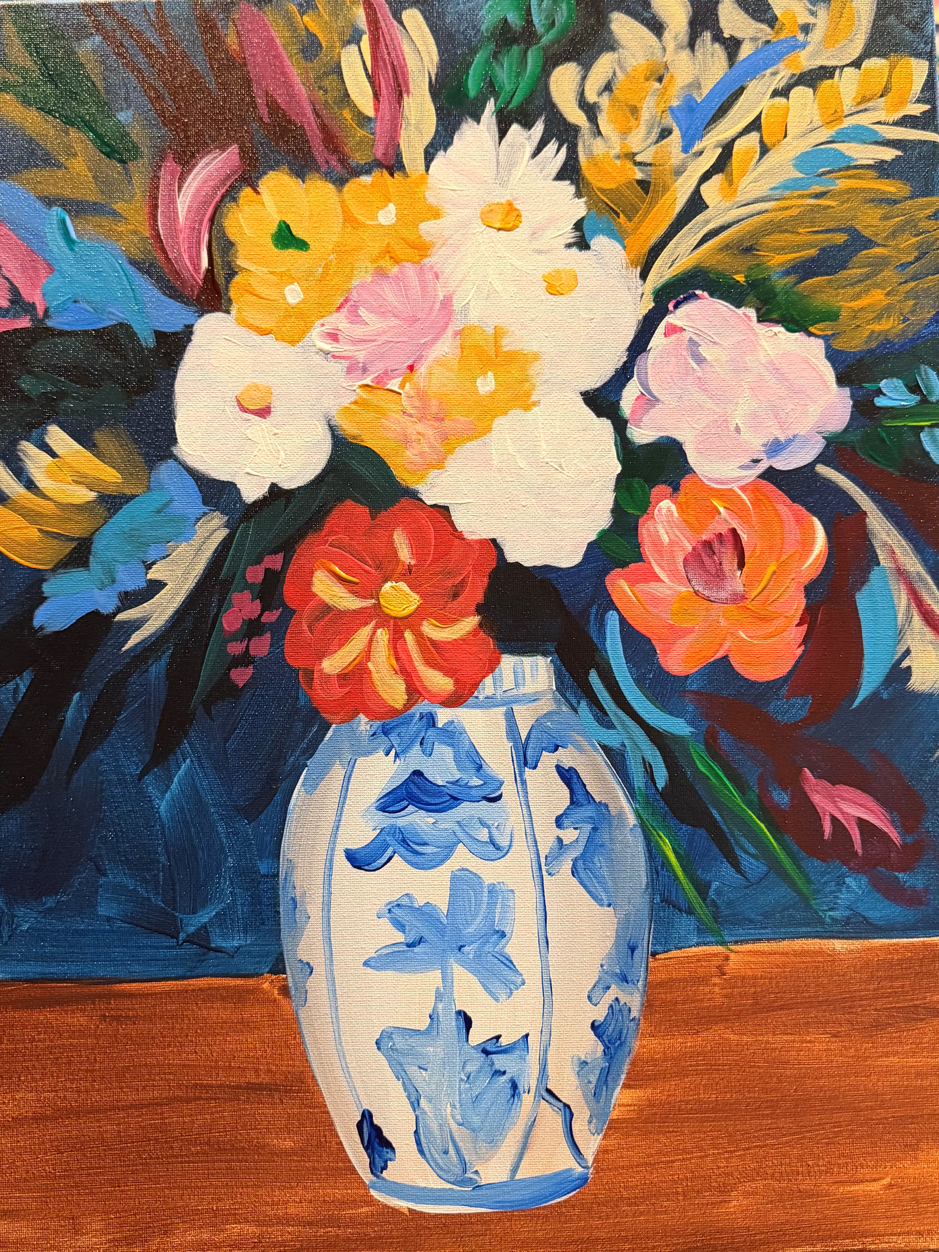 NEW MONTROSE ORIGINAL!  Cezanne's Dahlias in a Delft Vase